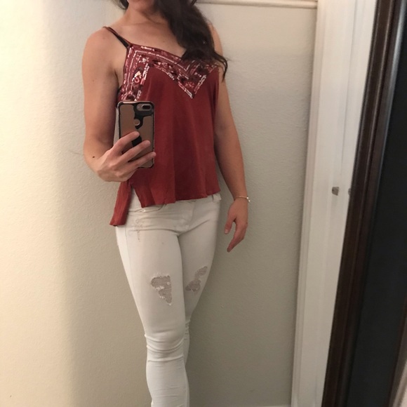 Red Express tank with sequins - Picture 2 of 3